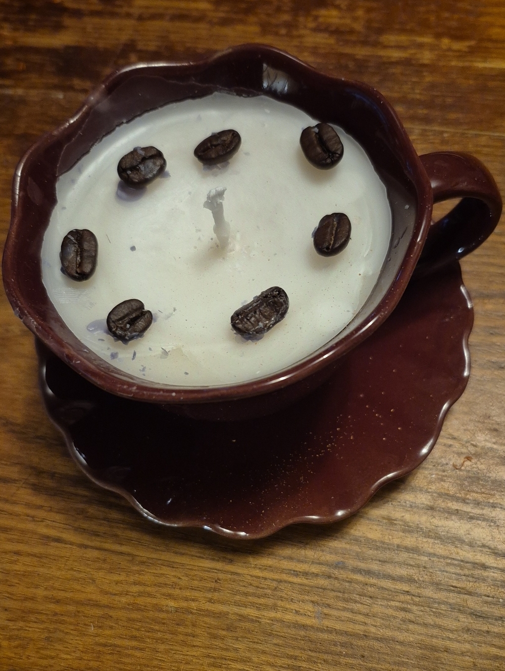 Handcrafted Brown Teacup Coffee Bean Candle